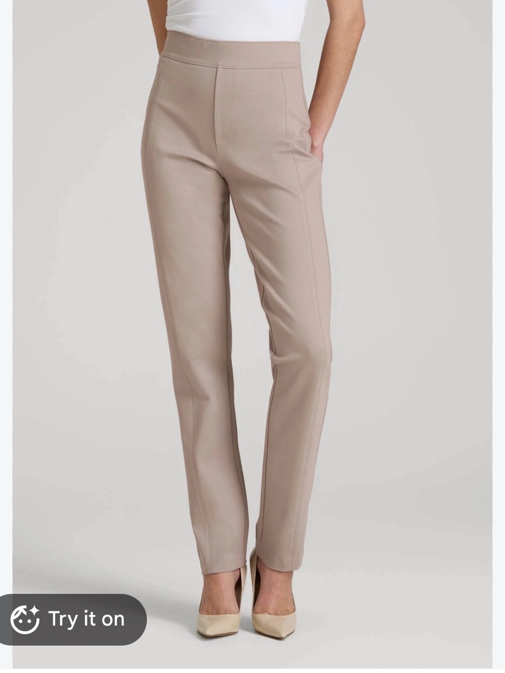 Zac & Rachel Straight-Leg Ponte Pants in Taupe